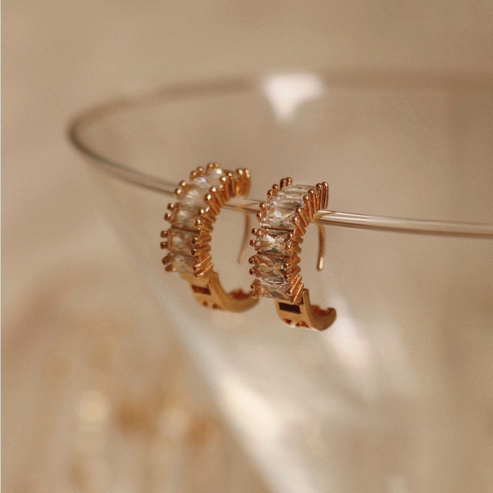 Gold Baguette Hoops